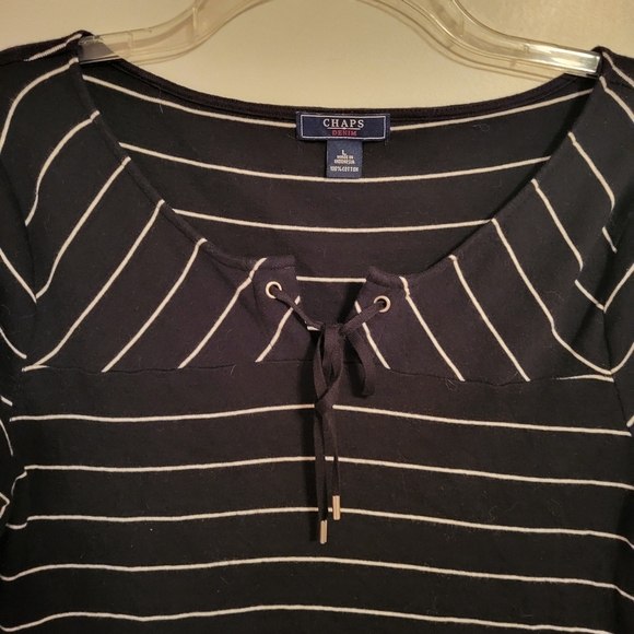 Chaps Navy Blue And White Stiped Top - Picture 3 of 3
